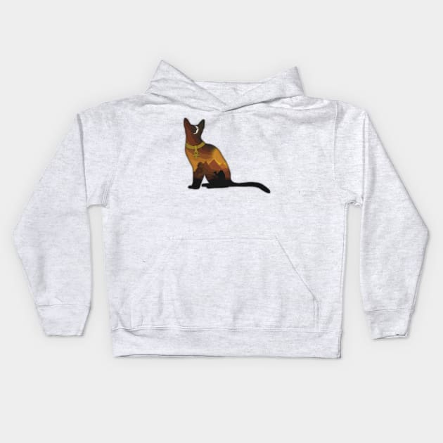 Minimalistic Paper Craft Digital Art - Egyptian Cat Kids Hoodie by JP